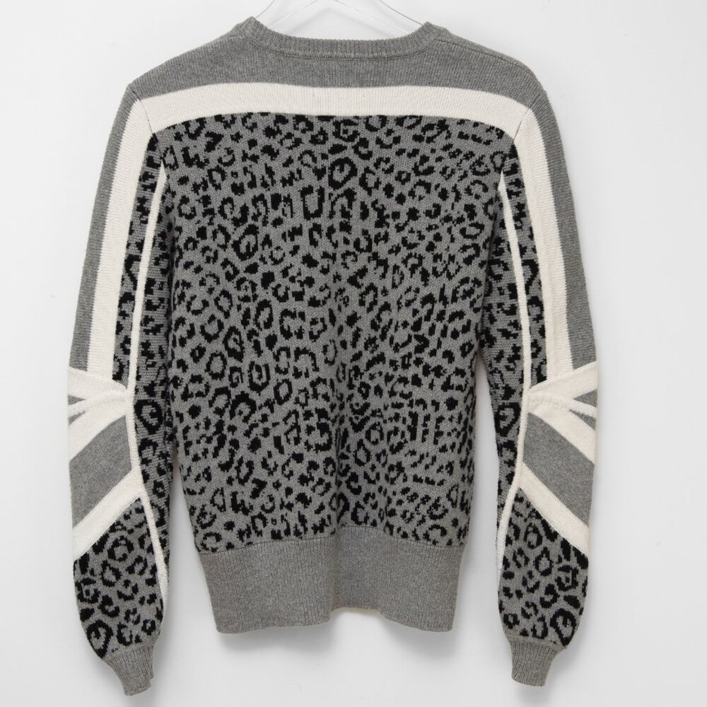 Current/Elliott The Duvall Sweater Animal Leopard Print Cream Grey Size 0 XS - Picture 3 of 6